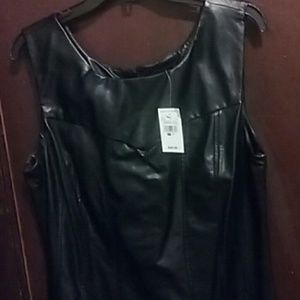 Black leatherlike tank dress