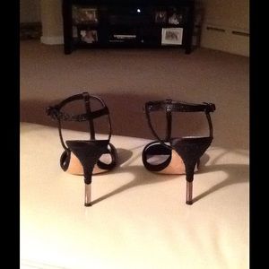 Black evening sandals, worn twice for formal.