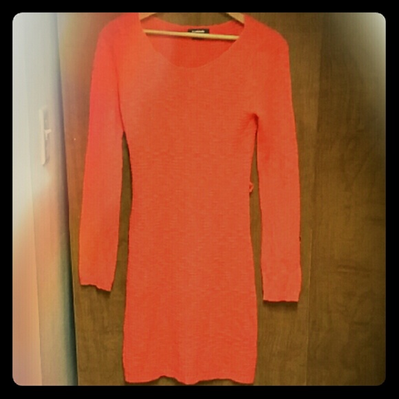 Simple Knitted Orange Sweater Dress size S