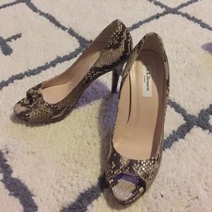 LK Bennett  peep toe snake skin pumps