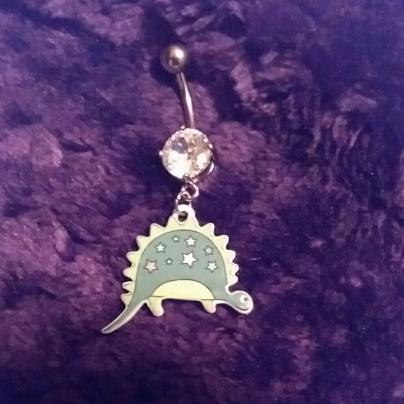 Green dinosaur belly ring
