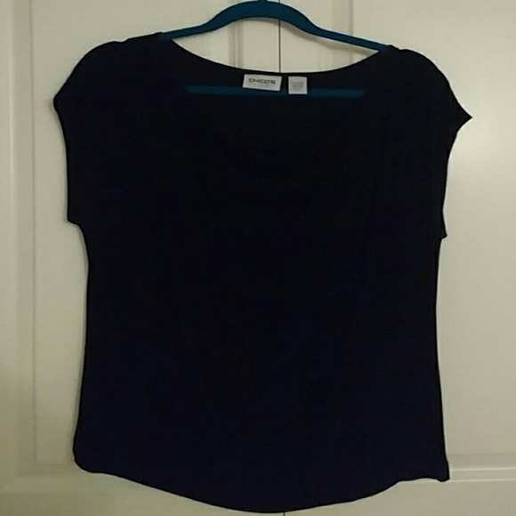 Black cowl neck Chico's top. Size 3