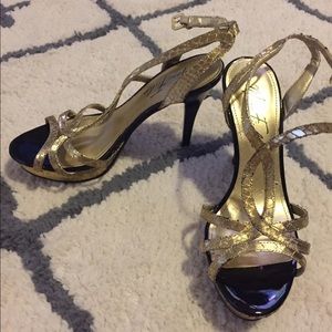 Gold strapped sandals heels