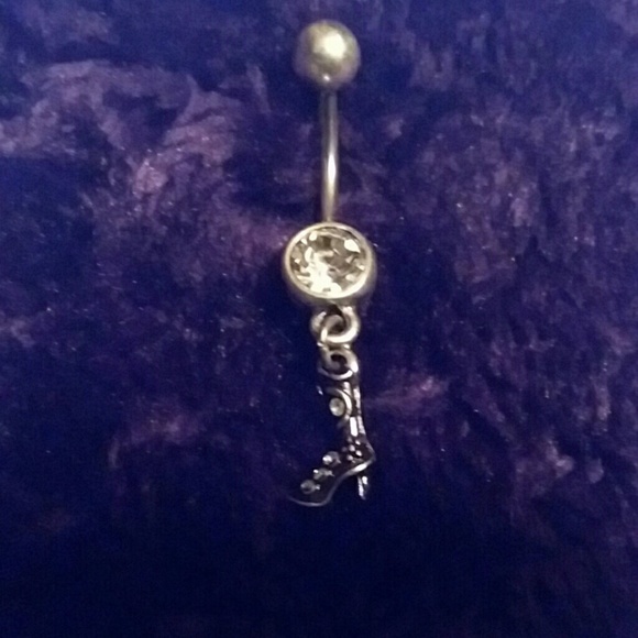 High heel cowgirl boot belly ring