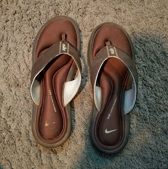 Brown Nike Foam Athletic Slip Ons
