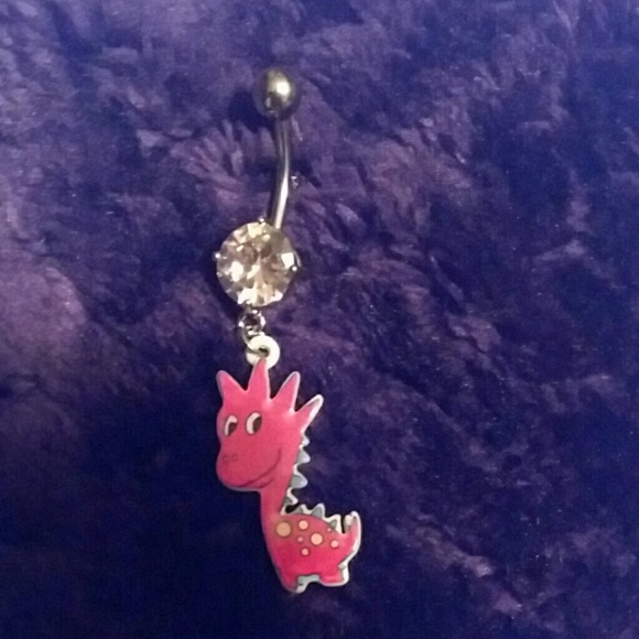 Red dinosaur belly ring