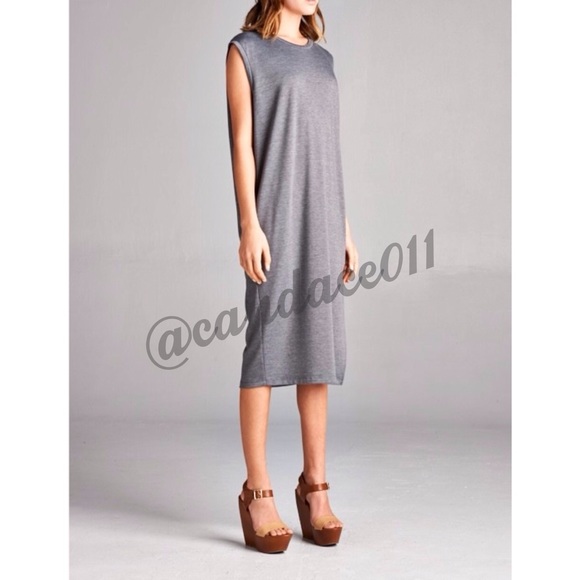 Grey Sleeveless Midi Dress - Picture 2 of 4