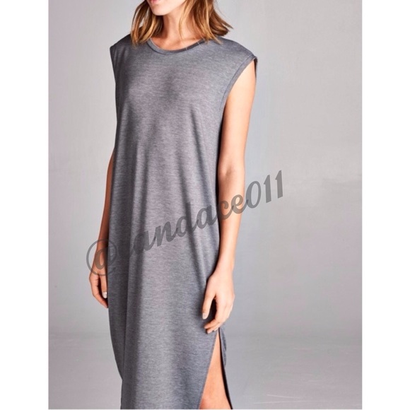 Grey Sleeveless Midi Dress - Picture 3 of 4