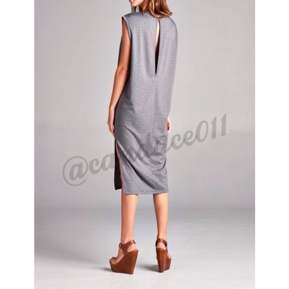 Grey Sleeveless Midi Dress - Picture 4 of 4