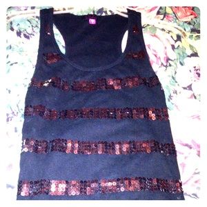 GLO Sequined Black Tank Top