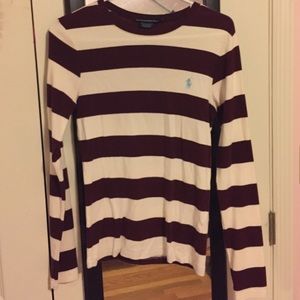 Burgundy Striped Ralph Lauren Long Sleeve Medium
