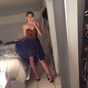 High low navy blue skirt