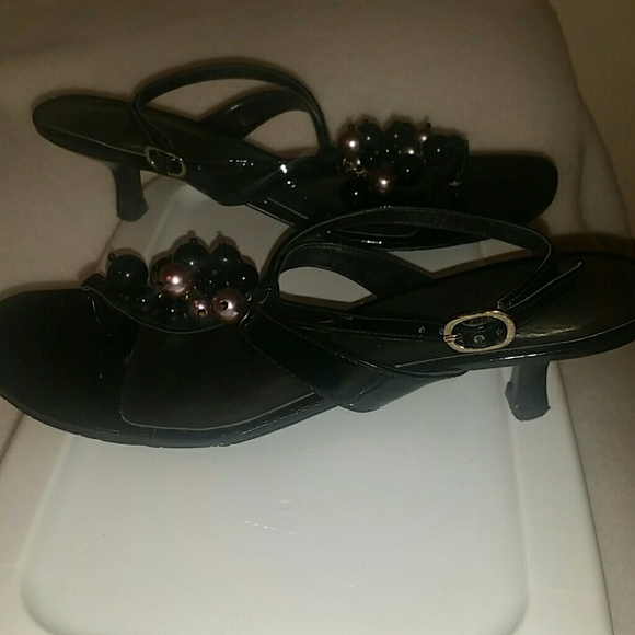Unisa Silver/Black Beaded Patent Sandals - Picture 4 of 4