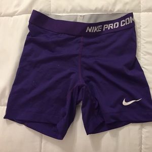 • Purple Nike Pro Combat Compression Shorts •