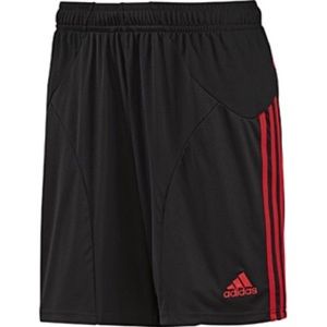 Red and black adidas shorts