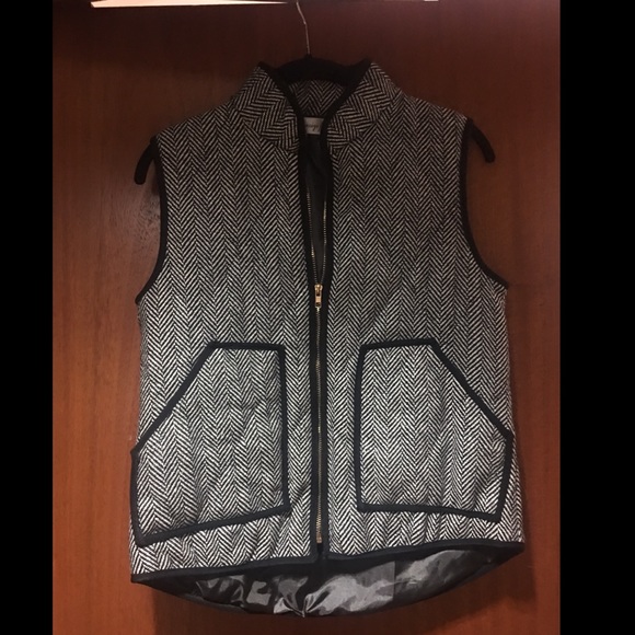 Black and White Herringbone Vest