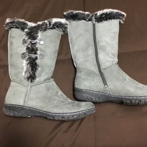 Gray fur lined boots
