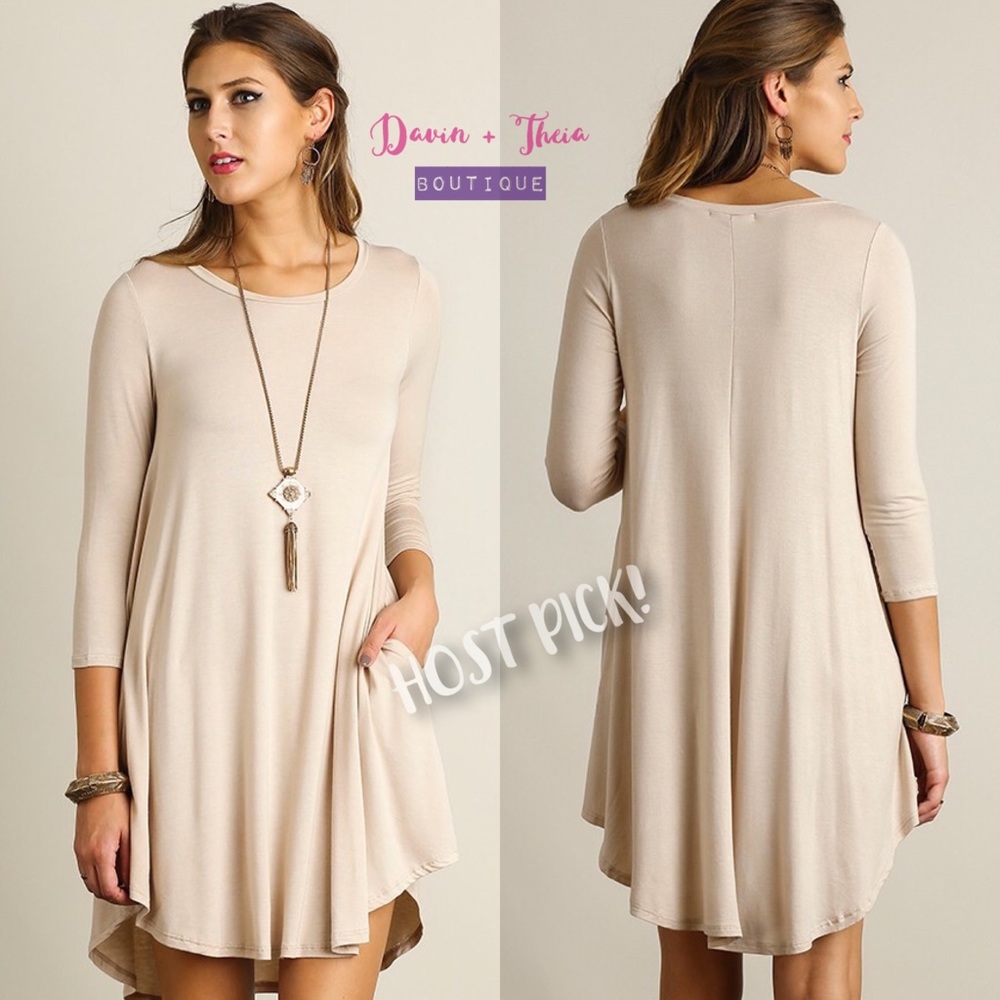 HP 💖 Cappuccino Scoop Neck T-Shirt Dress