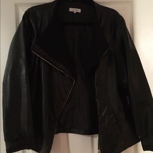 Calvin Klein black leather like Moto jacket