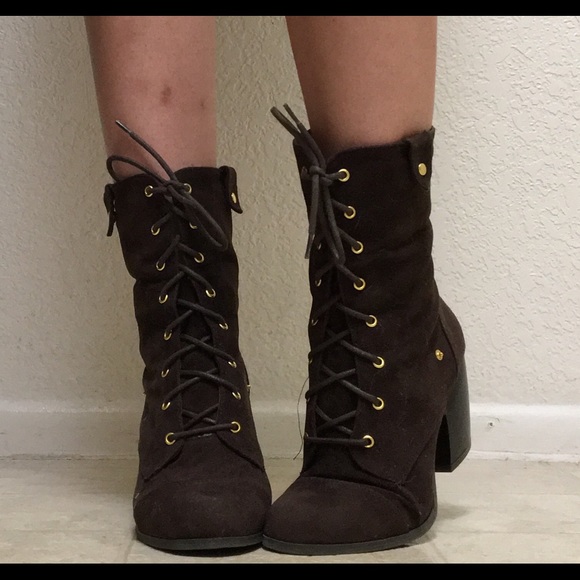Brown Mid-calf/Ankle heeled boots