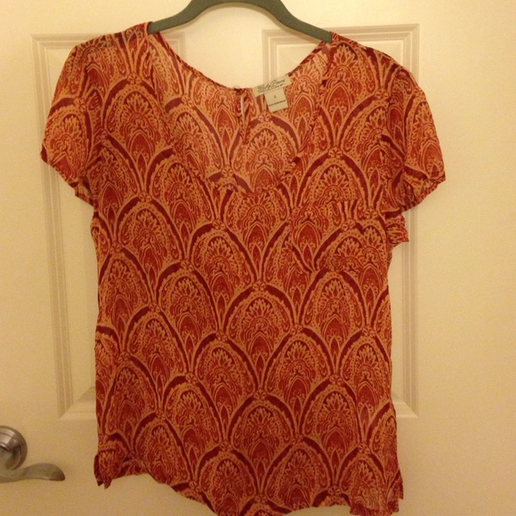 Lucky Brand Printed Short Sleeve Blouse
