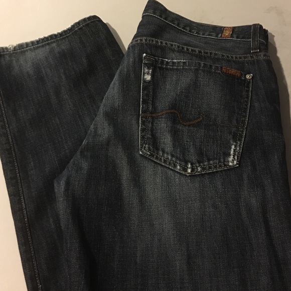 7 fam austyn style distressed dark wash 34w/34L