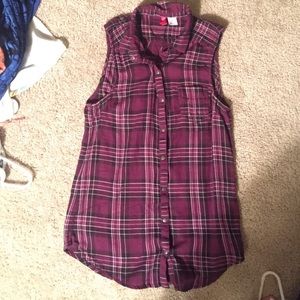 purple flannel button down