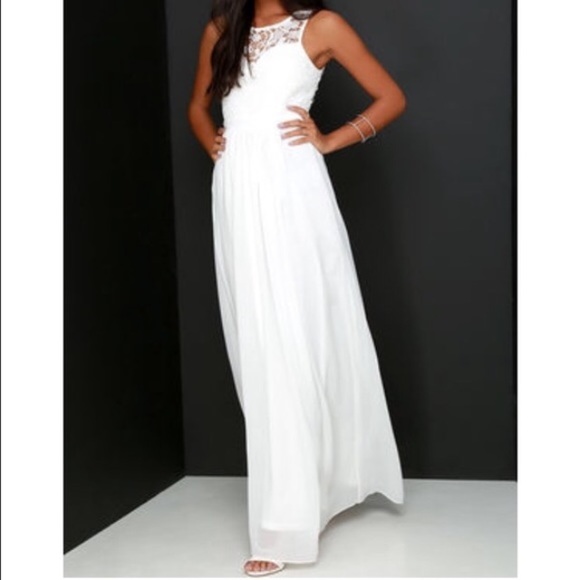 Lulu's so far gown lace maxi dress