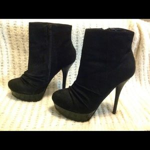 Black platform booties