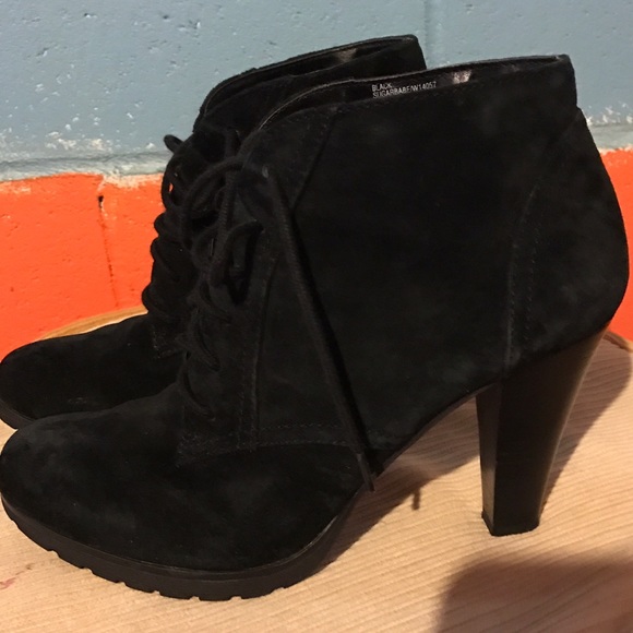 Black suede heel booties