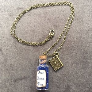 Once Upon a Time Blue Glitter Bottle necklace