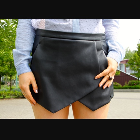 Black Leather Skort