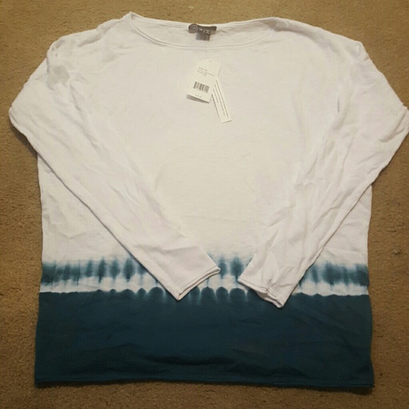 Vince long sleeve white and teal