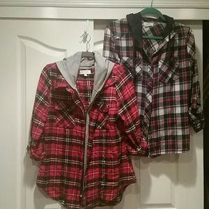Size L plaid shirts with hoods