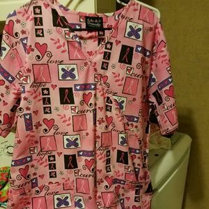 Breast cancer scrub top