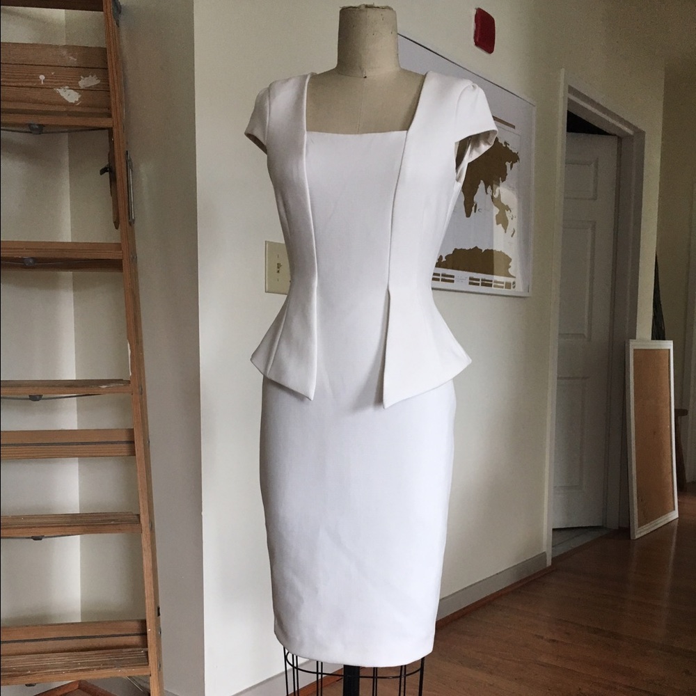 🌷SOLD 🌷Zara white peplum midi dress xs
