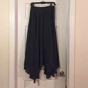 Navy and White Polka Dot Maxi Skirt