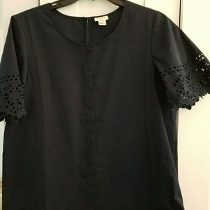 Laser cut sleeve black top