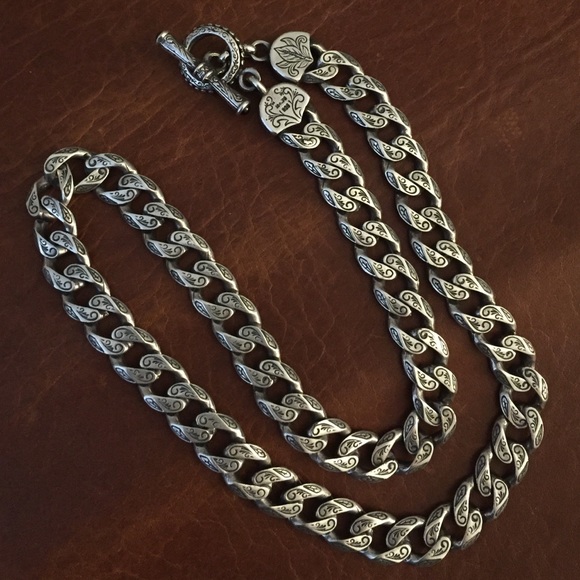 Konstantino Etched Link Necklace Sterling Garnet