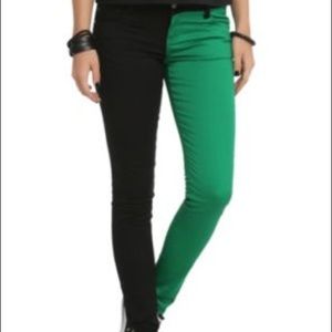 Black and Green Skinny Jeans