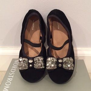 Kids Black Suede Ballet Flats