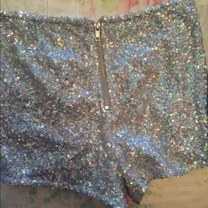 Silver sequin shorts
