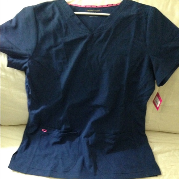 HeartSoul Scrub Top Large Navy Blue NWT