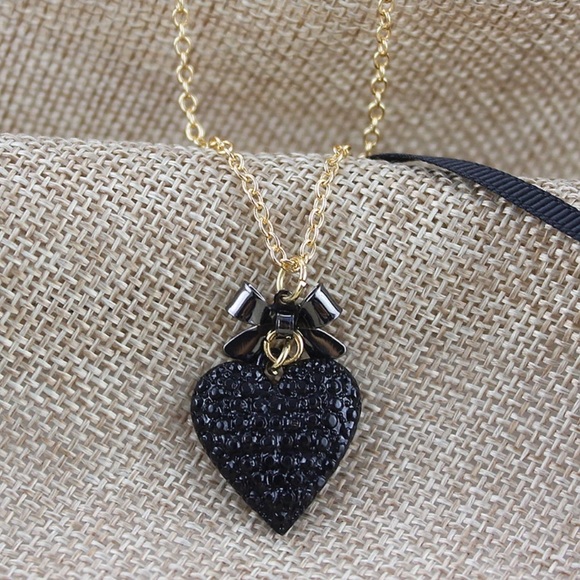 Betsey Johnson Jewelry - Betsey Johnson heart black necklace 2 layer