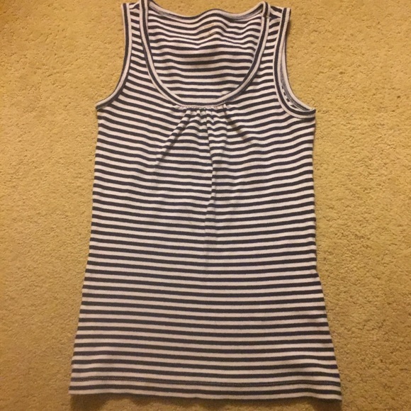 Navy & White Ribbed Tank - Picture 2 of 3