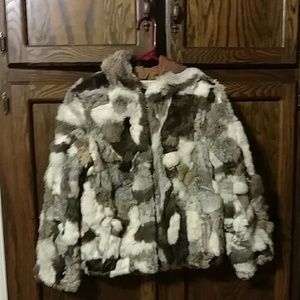 Vintage Multi colored Rabbit Fur Coat