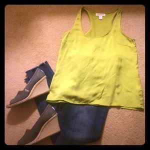FOREVER 21 Citrus Green Satin Tank