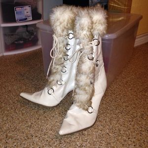 Winter white faux shearling boots