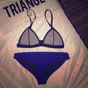 Triangl neoprene bikini cobalt bright blue mesh