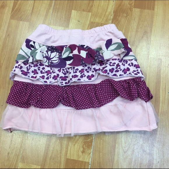 Naartjie Mixed Fabric Tiered Skirt Lace Pink 8 - Picture 2 of 3